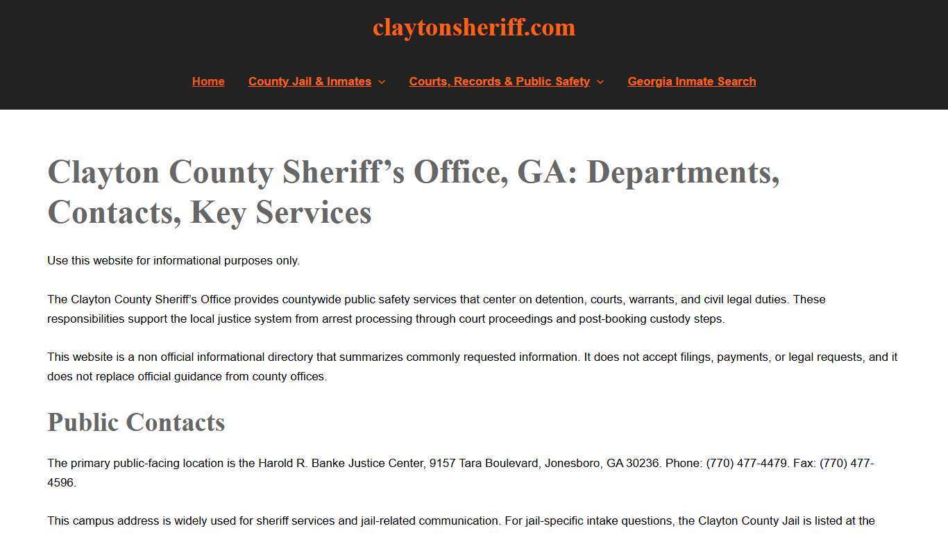 About Clayton County Sheriff’s Office, GA